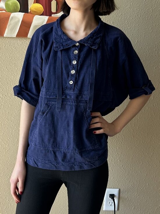 neon buddha Tops - S Light Cotton Buttoned Pullover